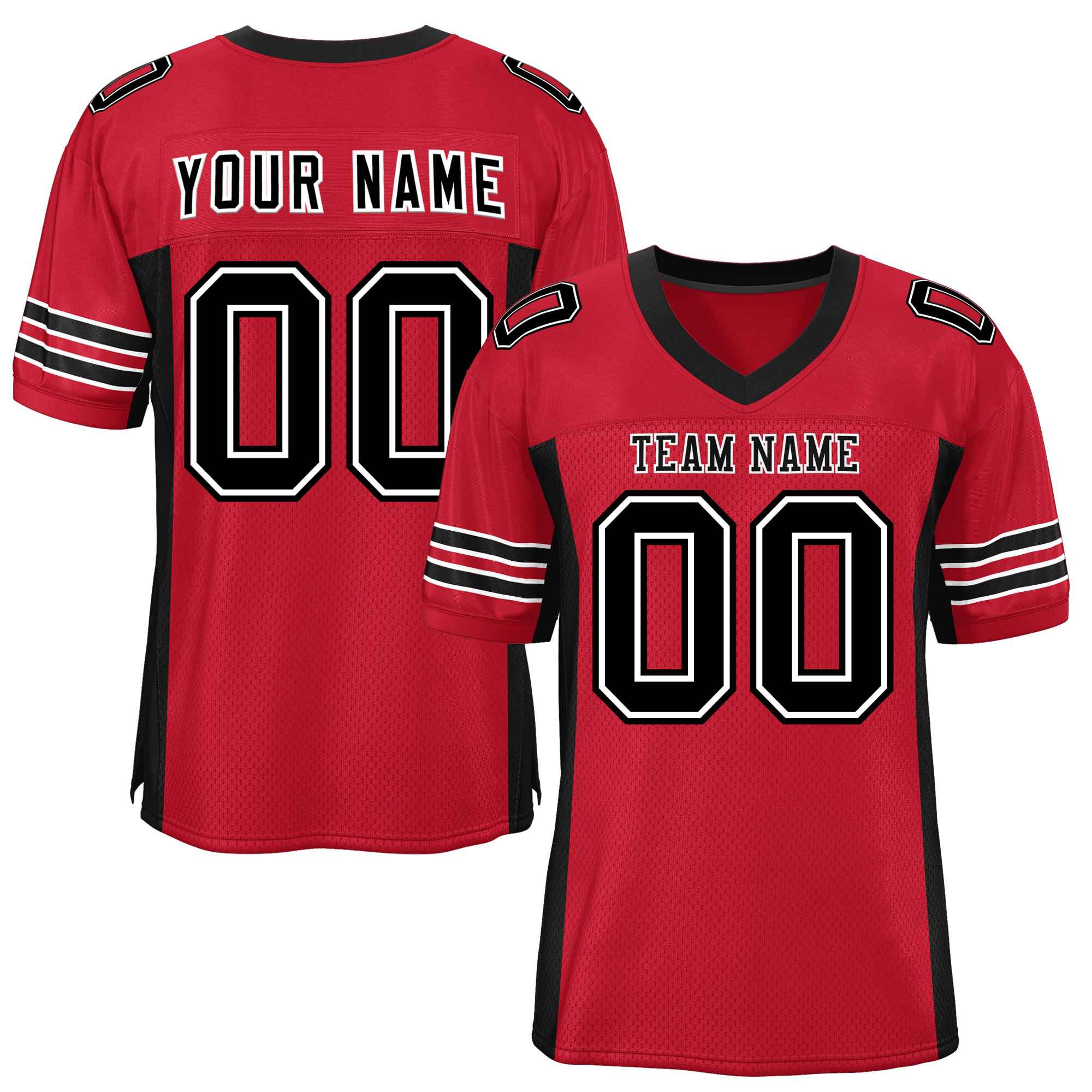 Custom Red Black Insert Color Design Mesh Authentic Football Jersey