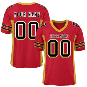 Custom Red Old Gold Insert Color Design Mesh Authentic Football Jersey