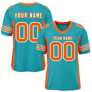 Custom Aqua Orange Insert Color Design Mesh Authentic Football Jersey