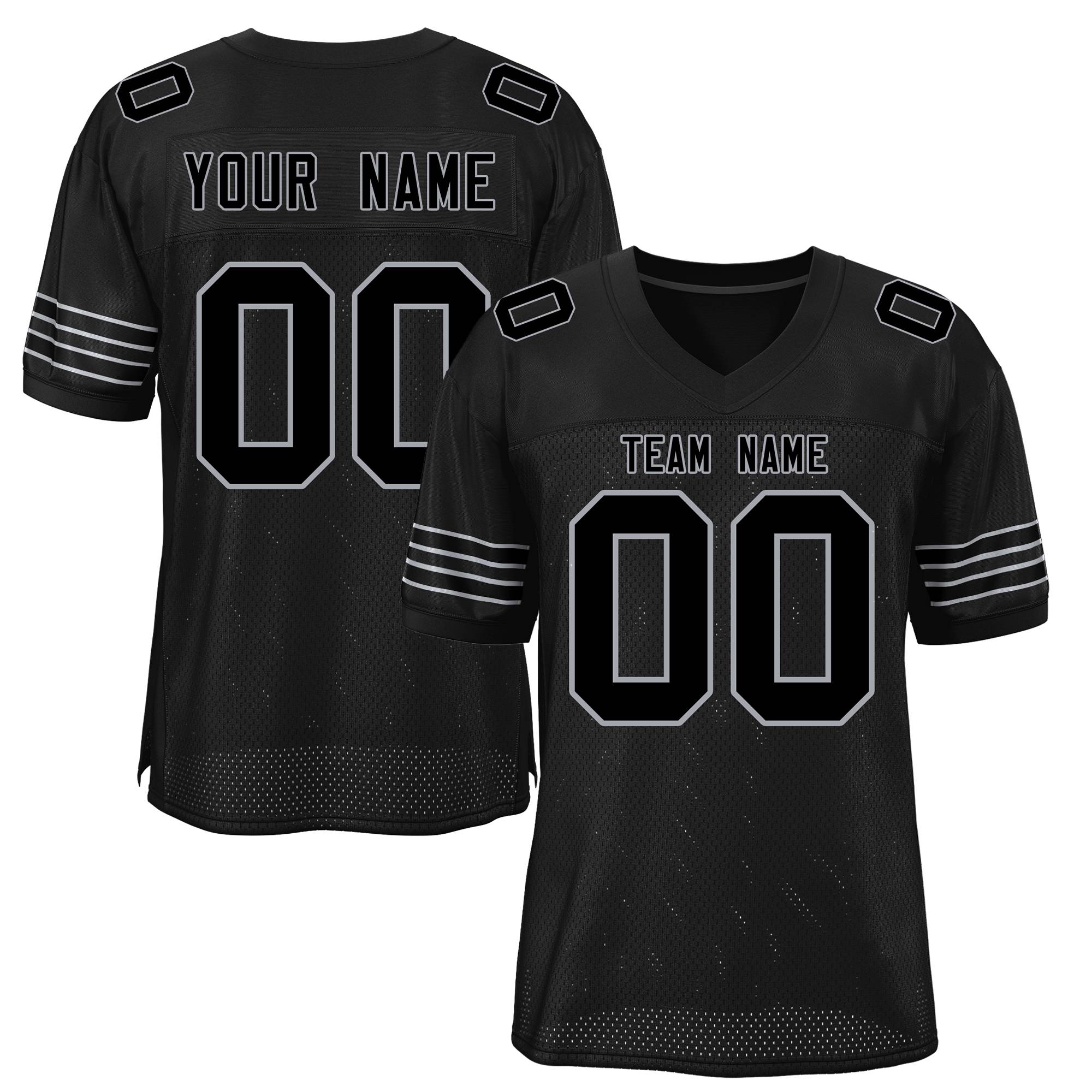 Custom Black White Classic Style Mesh Authentic Football Jersey