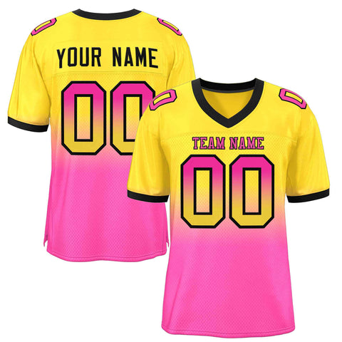 Custom Gold Pink-Black Gradient Fashion Outdoor Authentic Football Jersey