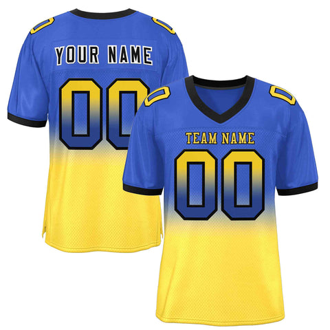 Custom Royal Gold-Black Gradient Fashion Outdoor Authentic Football Jersey