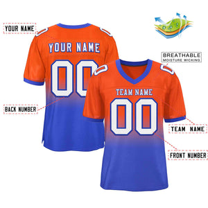 Custom Orange Royal White-Royal Gradient Fashion Outdoor Authentic Football Jersey