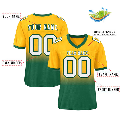 Custom Yellow Green-White Gradient Fashion Outdoor Authentic Football Jersey