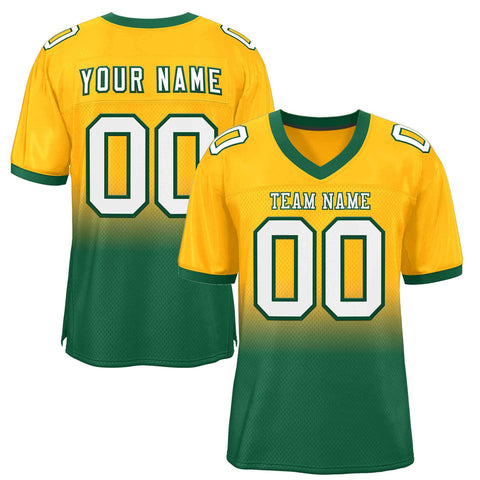 Custom Yellow Green-White Gradient Fashion Outdoor Authentic Football Jersey