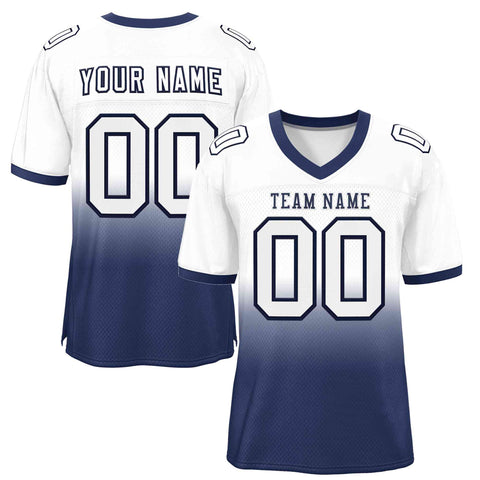 Custom White Navy Navy-White Gradient Fashion Outdoor Authentic Football Jersey