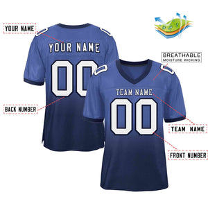 Custom Royal Navy White-Navy Gradient Fashion Outdoor Authentic Football Jersey