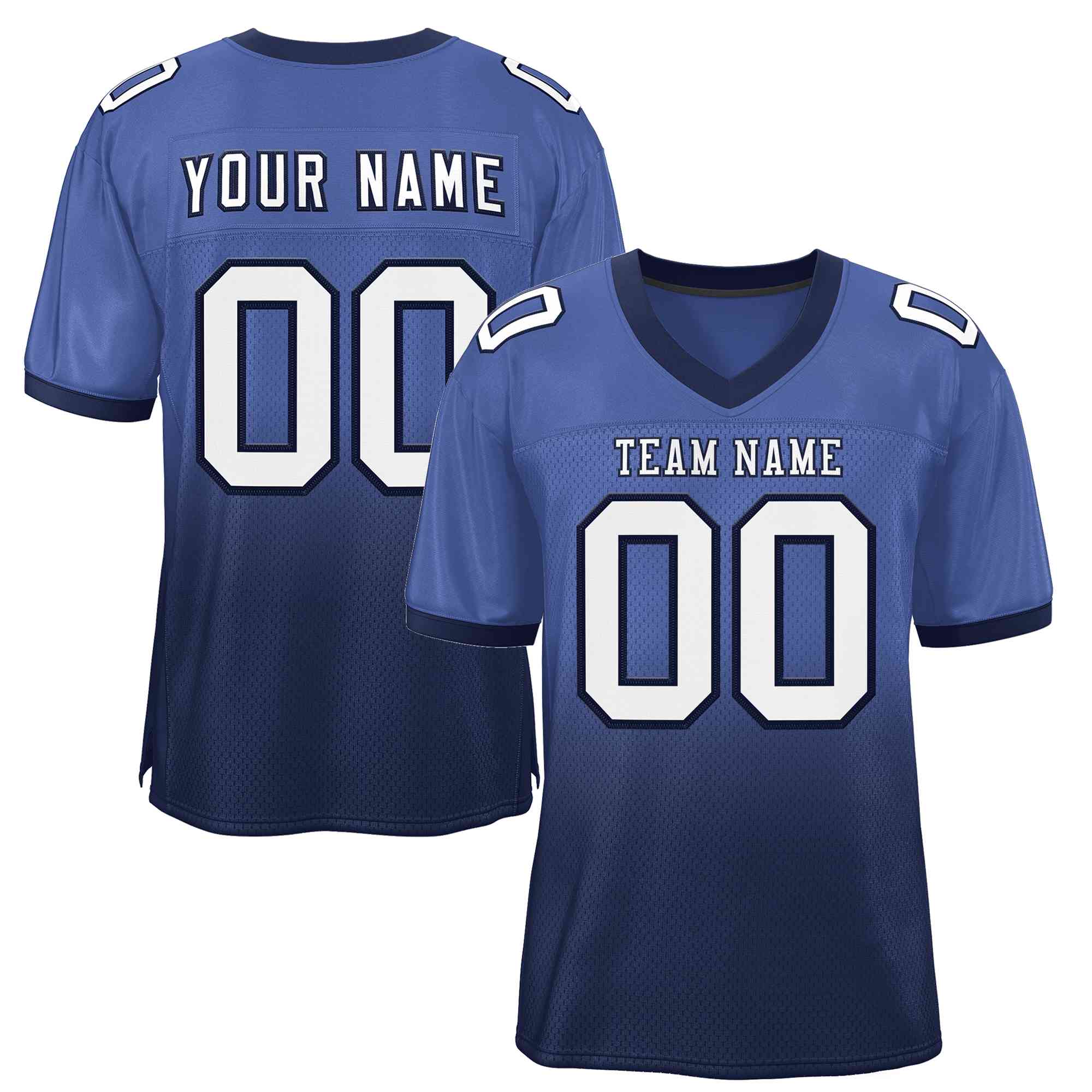 Custom Royal Navy White-Navy Gradient Fashion Outdoor Authentic Football Jersey