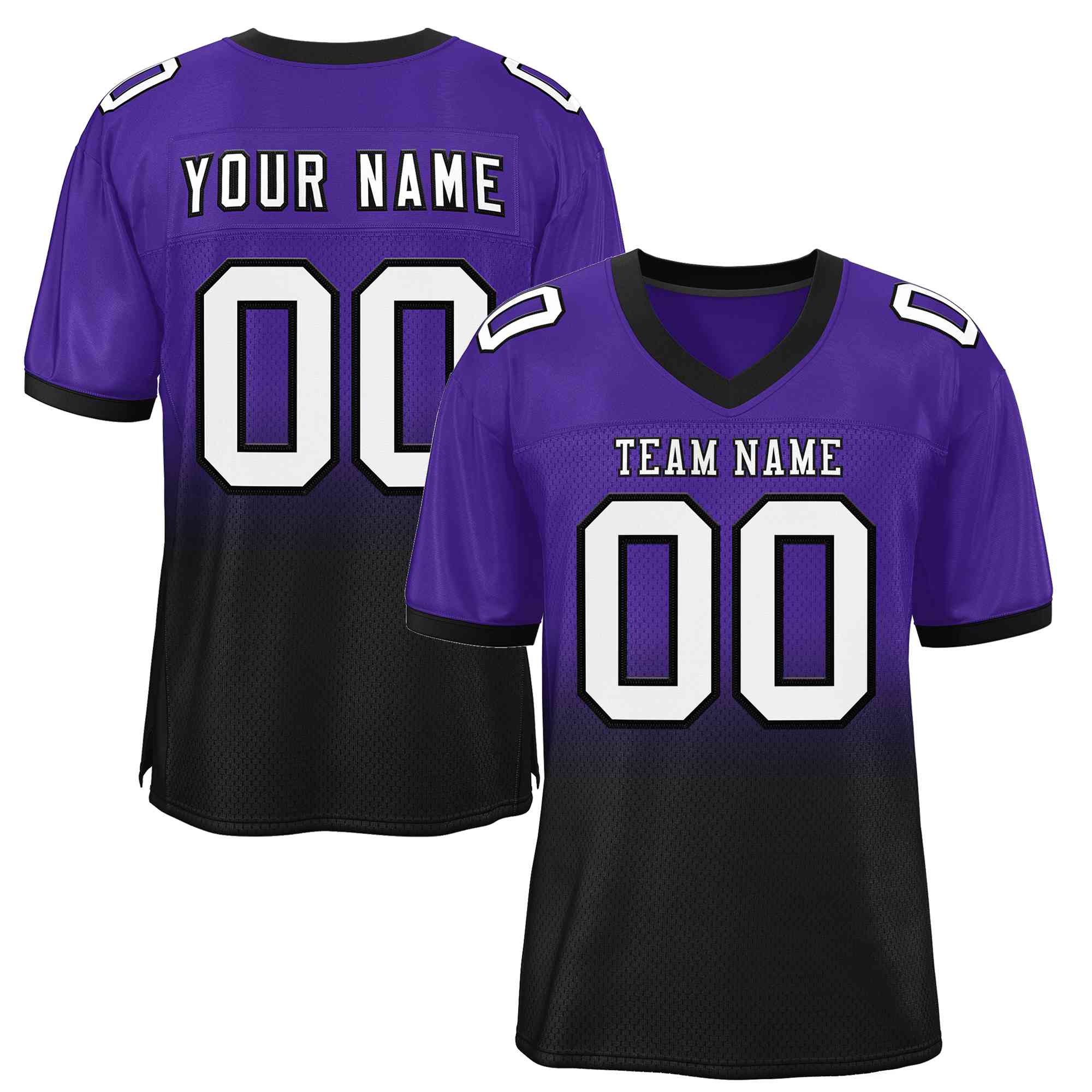 Custom Purple Black-White Gradient Fashion Outdoor Authentic Football Jersey