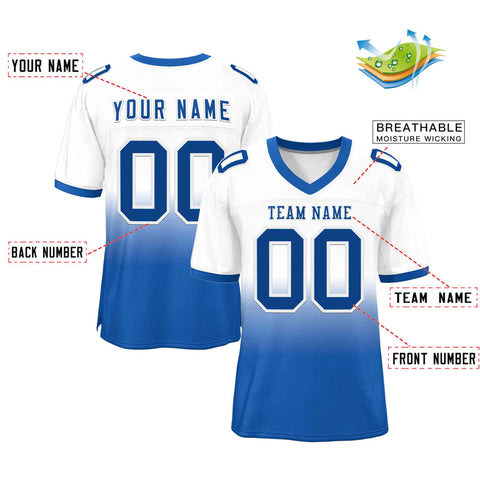 Custom White Royal-White Gradient Fashion Outdoor Authentic Football Jersey