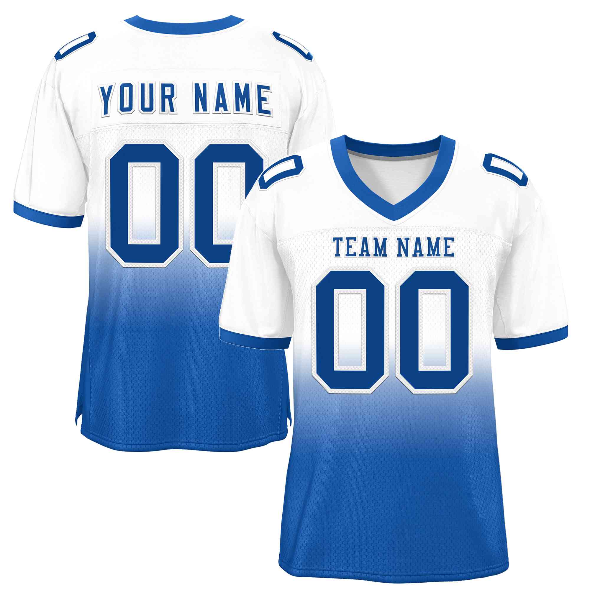 Custom White Royal-White Gradient Fashion Outdoor Authentic Football Jersey