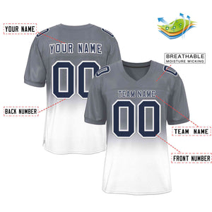 Custom Gray White-Navy Gradient Fashion Outdoor Authentic Football Jersey