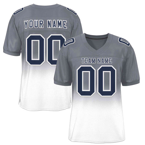 Custom Gray White-Navy Gradient Fashion Outdoor Authentic Football Jersey