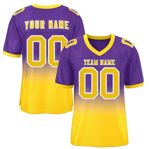 Custom Purple Gold-White Gradient Fashion Outdoor Authentic Football Jersey