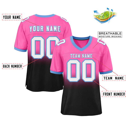 Custom Pink Black-White Gradient Fashion Outdoor Authentic Football Jersey