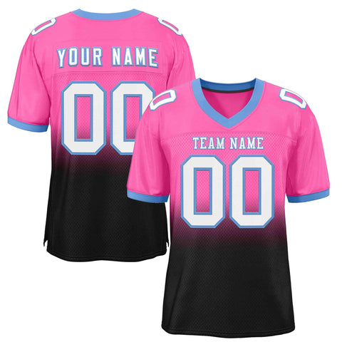 Custom Pink Black-White Gradient Fashion Outdoor Authentic Football Jersey