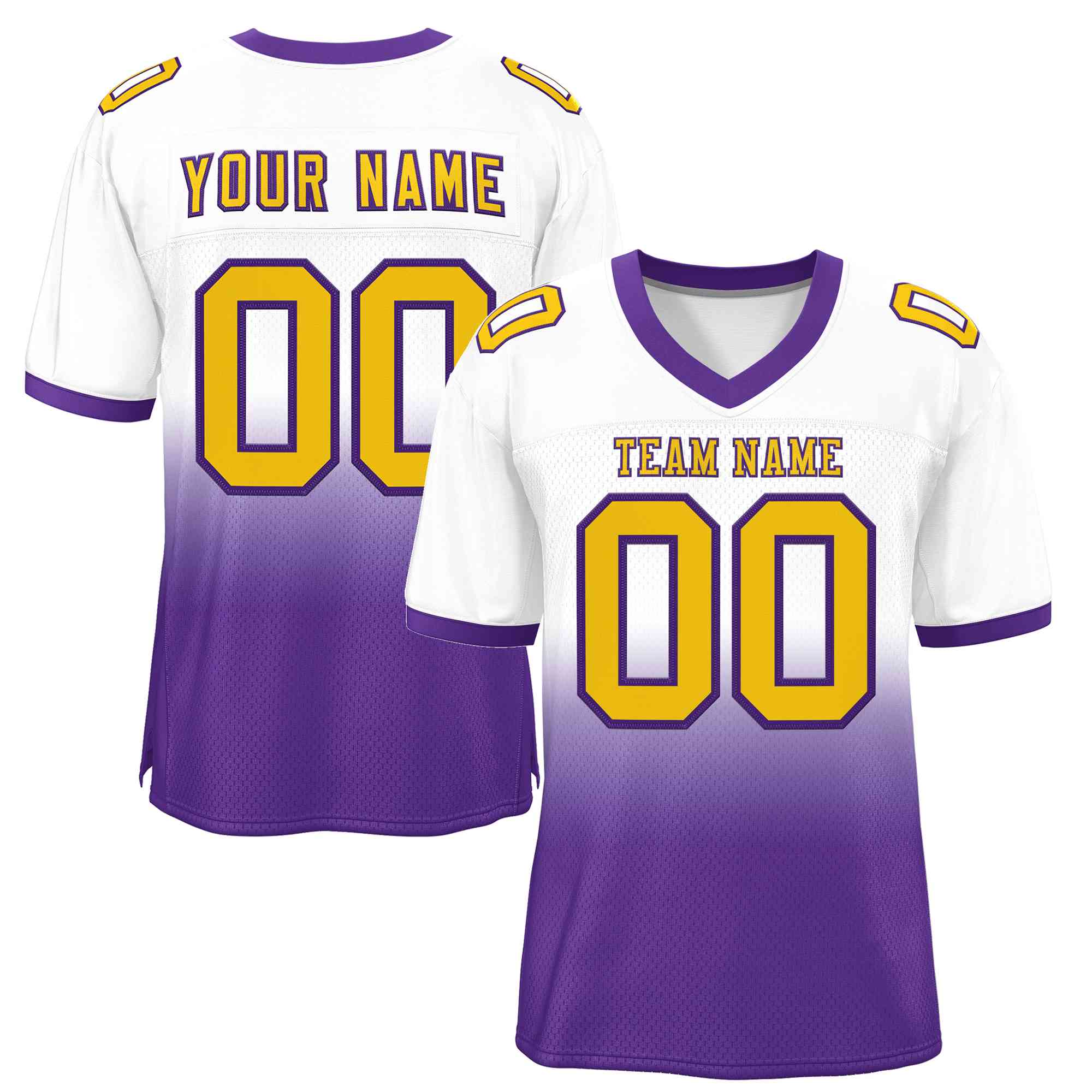 Custom White Purple Gold-Purple Gradient Fashion Outdoor Authentic Football Jersey