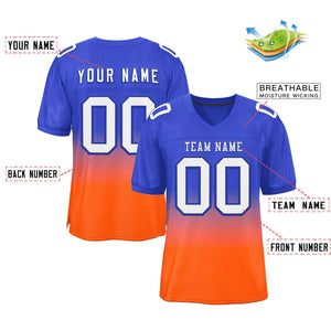 Custom Royal Orange-White Gradient Fashion Outdoor Authentic Football Jersey