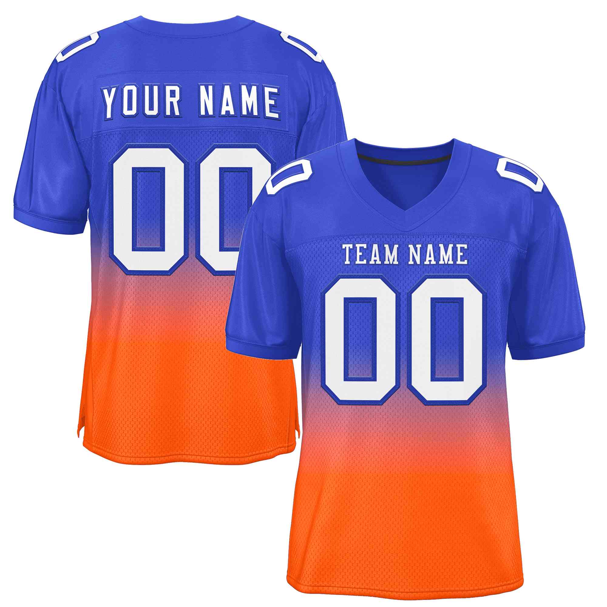 Custom Royal Orange-White Gradient Fashion Outdoor Authentic Football Jersey