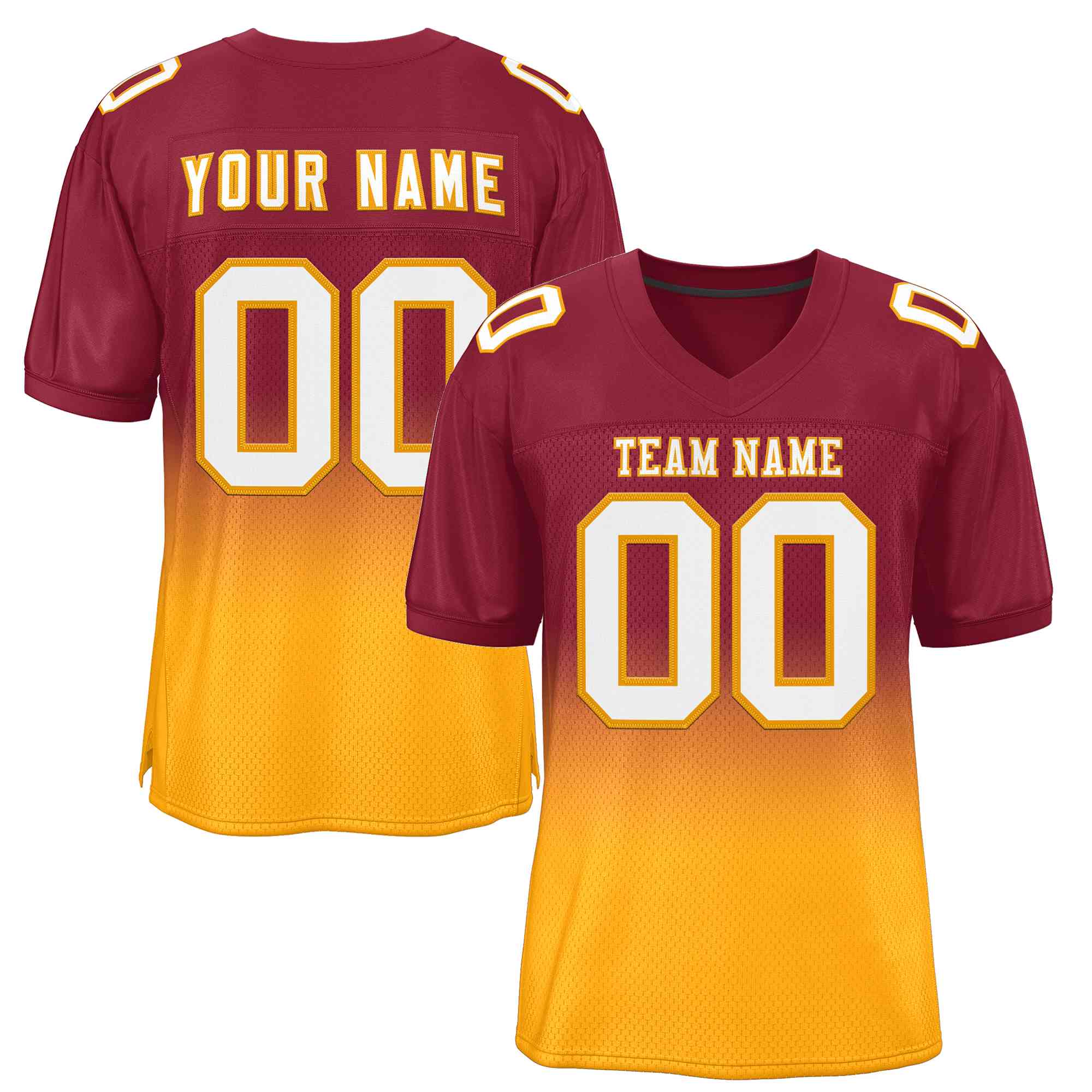 Custom Cardinal Yellow White-Yellow Gradient Fashion Outdoor Authentic Football Jersey