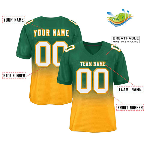 Custom Green Yellow White-Yellow Gradient Fashion Outdoor Authentic Football Jersey