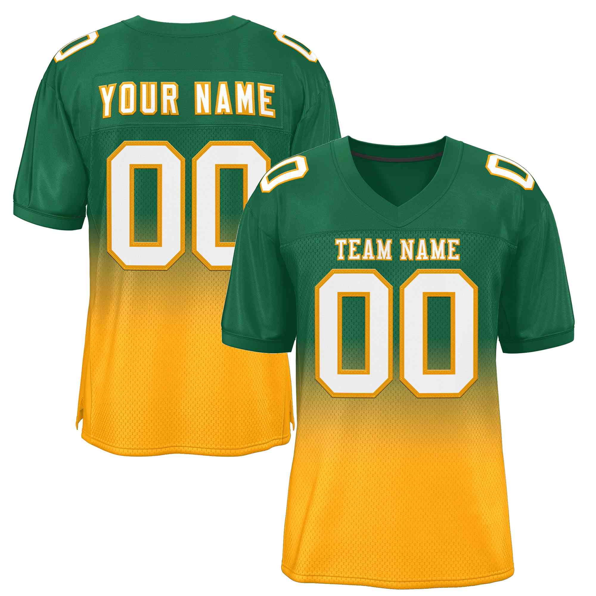 Custom Green Yellow White-Yellow Gradient Fashion Outdoor Authentic Football Jersey