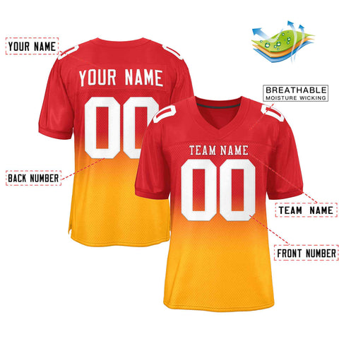 Custom Red Yellow-White Gradient Fashion Outdoor Authentic Football Jersey