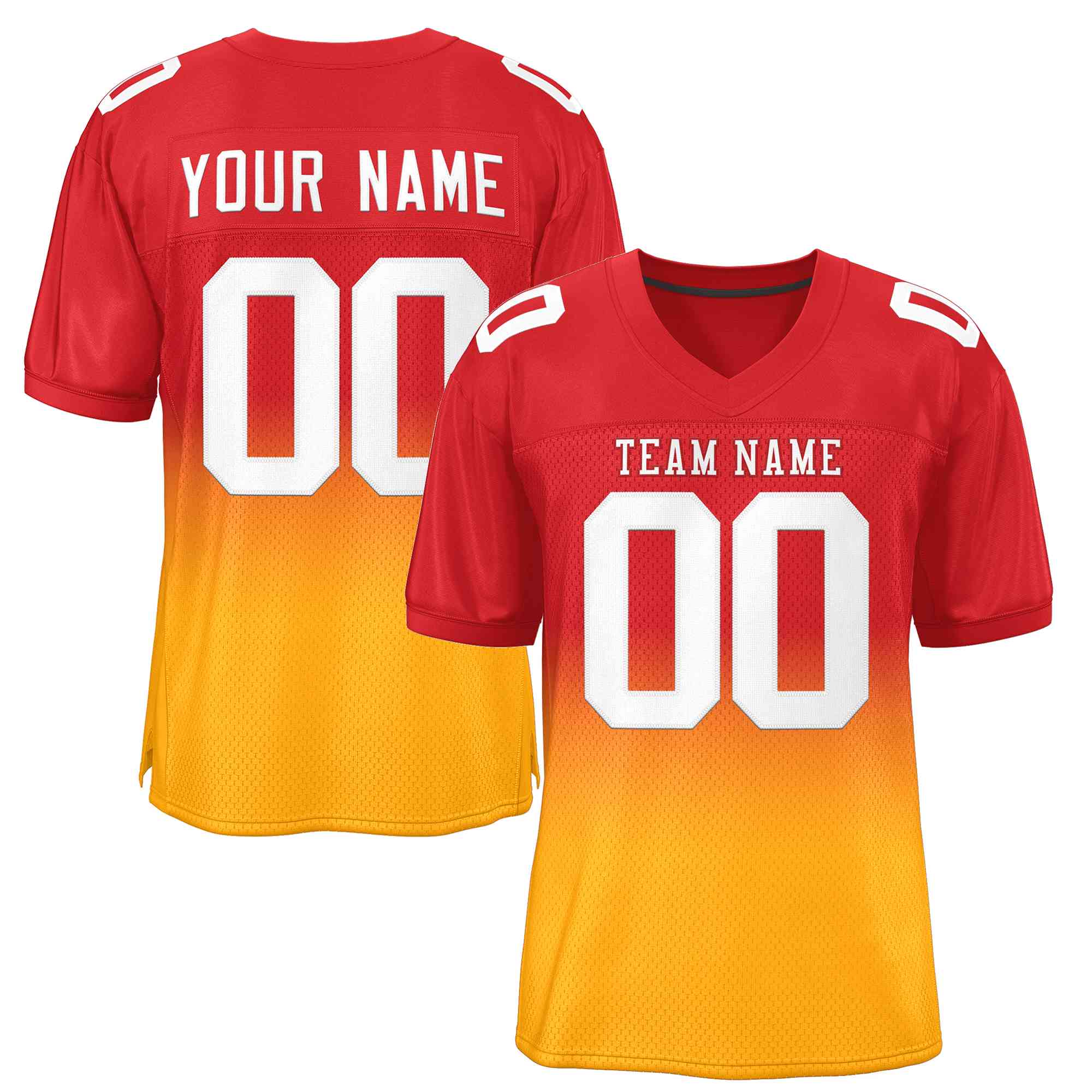 Custom Red Yellow-White Gradient Fashion Outdoor Authentic Football Jersey