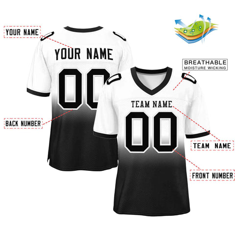 Custom White Black Gradient Fashion Outdoor Authentic Football Jersey
