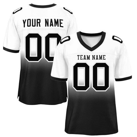 Custom White Black Gradient Fashion Outdoor Authentic Football Jersey