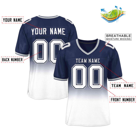 Custom Navy White White-Navy Gradient Fashion Outdoor Authentic Football Jersey