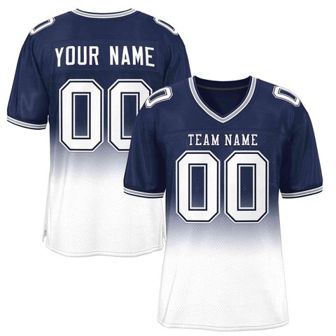 Custom Navy White White-Navy Gradient Fashion Outdoor Authentic Football Jersey