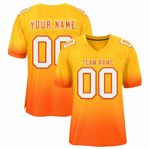 Custom Yellow Orange-White Gradient Fashion Personalized Team Football Jersey