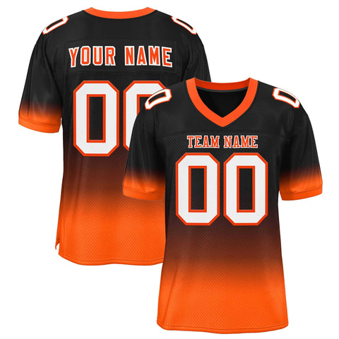 Custom Black Orange-White Gradient Fashion Personalized Team Football Jersey
