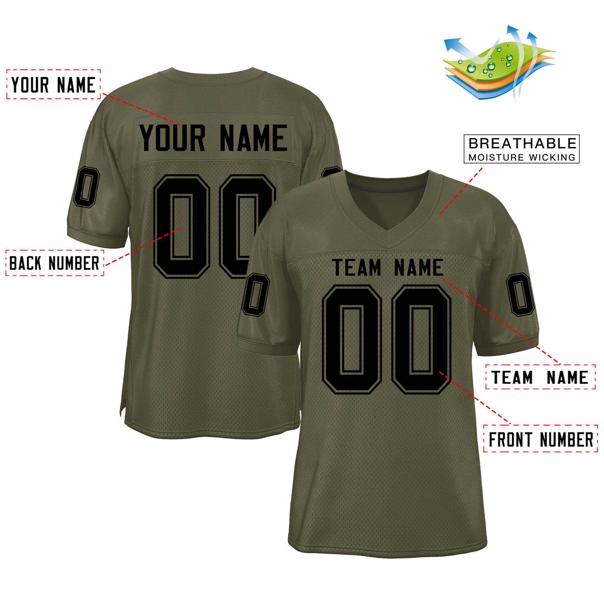 Custom Olive Classic Style Mesh Authentic Football Jersey