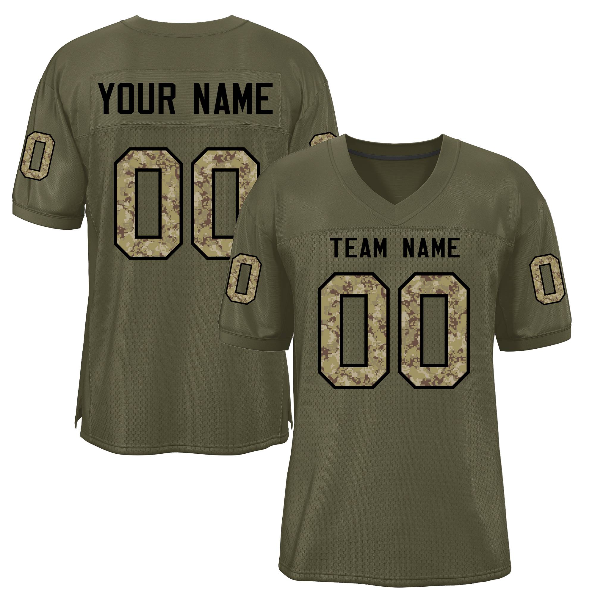 Custom Olive Classic Style Camo Mesh Authentic Football Jersey