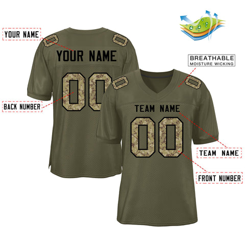 Custom Olive Classic Style Camo Mesh Authentic Football Jersey