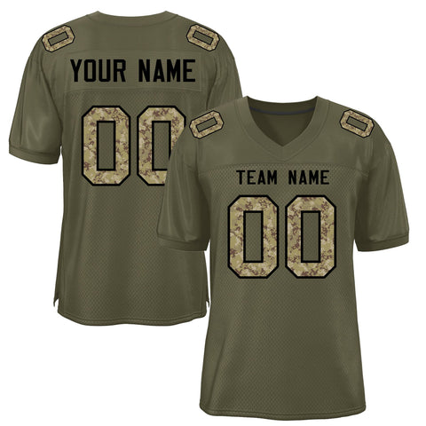 Custom Olive Classic Style Camo Mesh Authentic Football Jersey