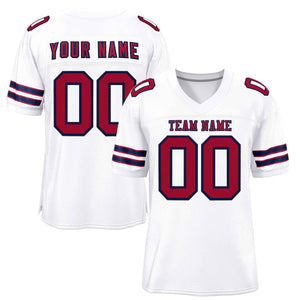 Custom White Red-Navy Classic Style Authentic Football Jersey