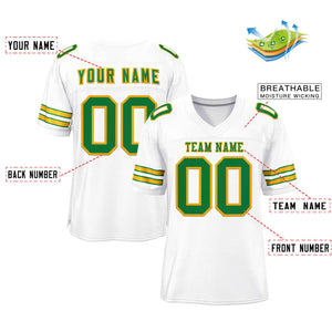 Custom White Kelly Green-Gold Classic Style Authentic Football Jersey