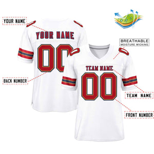 Custom White Red-Navy Classic Style Authentic Football Jersey