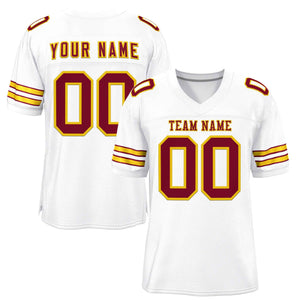 Custom White Crimson-Gold Classic Style Authentic Football Jersey