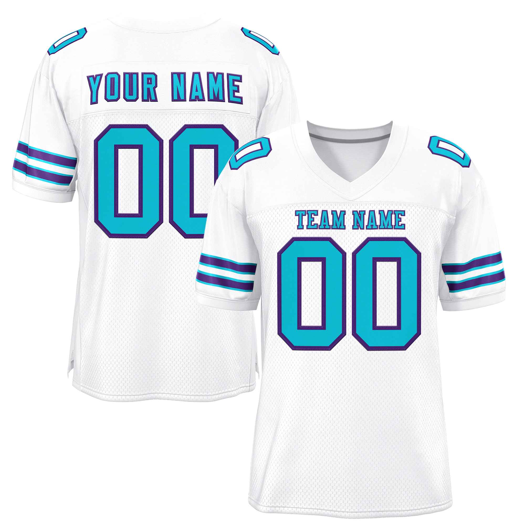 Custom White Light Blue-Purple Classic Style Authentic Football Jersey