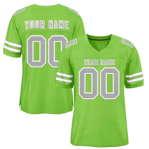 Custom Neon Green Gray-White Classic Style Authentic Football Jersey
