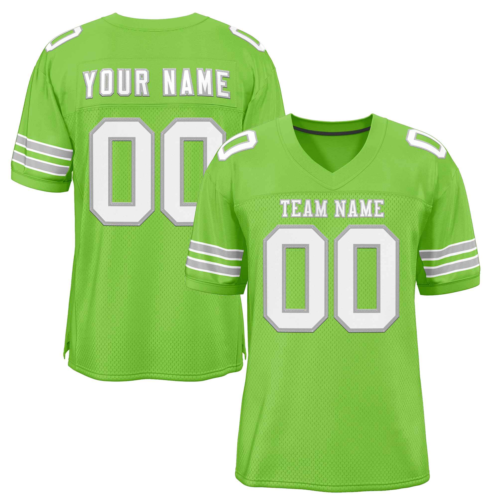 Custom Neon Green White-Gray Classic Style Authentic Football Jersey