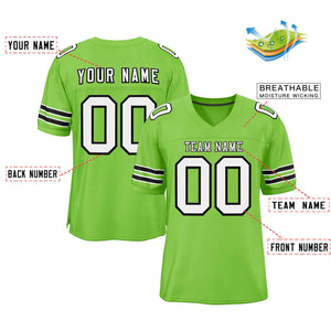 Custom Neon Green White-Black Classic Style Authentic Football Jersey