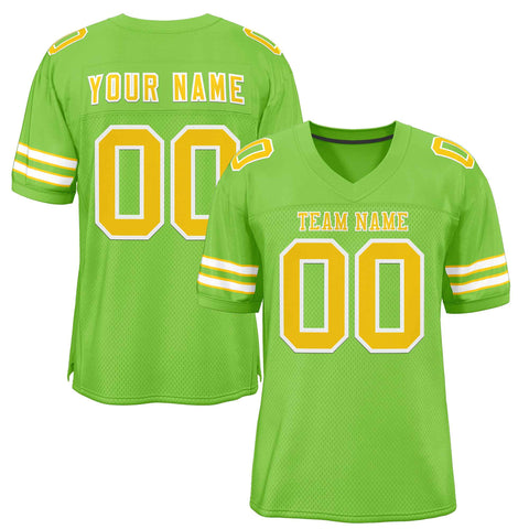 Custom Neon Green Gold-White Classic Style Authentic Football Jersey