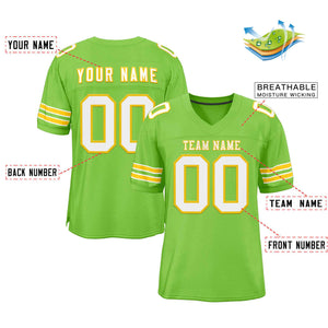 Custom Neon Green White-Gold Classic Style Authentic Football Jersey