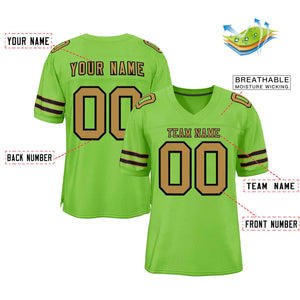 Custom Neon Green Old Gold-Black Classic Style Authentic Football Jersey