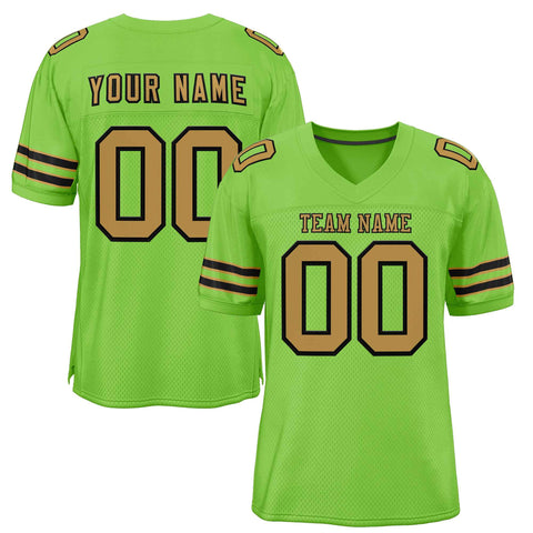 Custom Neon Green Old Gold-Black Classic Style Authentic Football Jersey